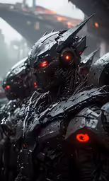 some very futuristic looking guys in armor and red eyes