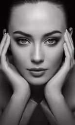 a beautiful woman wearing dark makeup, in the darkness