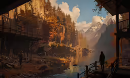 a man is standing by a body of water