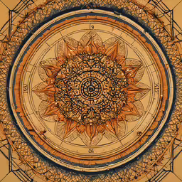 a photo of the sun with intricate designs,a beautiful intricately detailed sun wheel designed by the artist