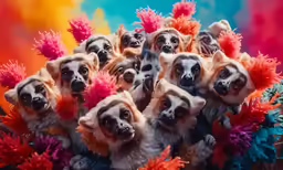 dog - like face decorations in front of a background