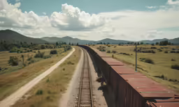 an aerial photo of the landscape from a train