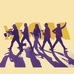 an image of people walking together with cameras