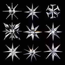 white stars with different angles and sizes,multiple white stars against a black background