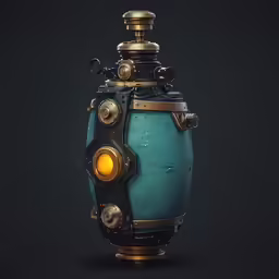 there is a green urn on a black background