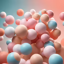 an arrangement of different colors of balloons with a blurry background