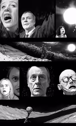 the collage of different animated characters are being photographed