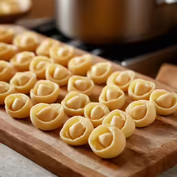 small tortilla shells arranged on a cutting board