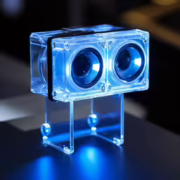 a close up of a small camera on a table