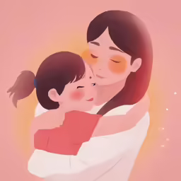 an illustration of a mother hugging her baby