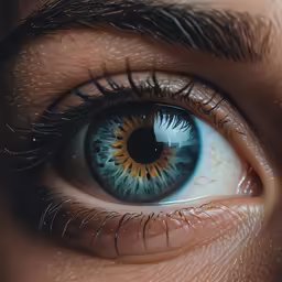 blue and yellow eye closeup of an individual