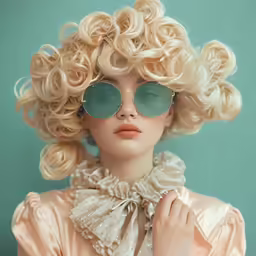 the woman is posing for the photographer in her head curl