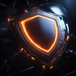 the orange light is shining down in a circle shaped metal object