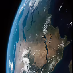 the earth from space with clouds and land
