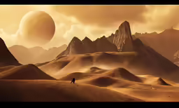 some people are walking on some desert dunes