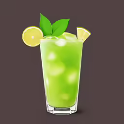 a limeade in a tall glass on a dark background