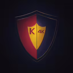 the k4k emblem is shown on a dark background