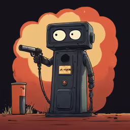 an illustration of a gas pump with an eye on it