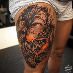 a close up of a person with a tattoo