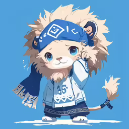 a very cute furry animal wearing some clothes