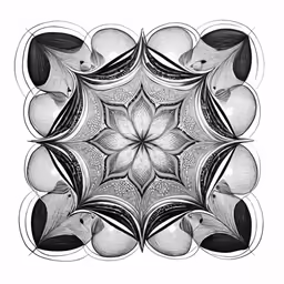 a black and white drawing of circles and waves