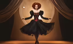 an art work shows a woman in a long dress