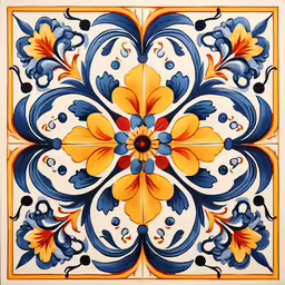 a tile design in an ornate, hand painted pattern