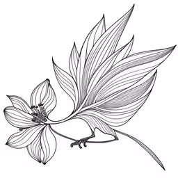 the flower that blooms on the branch is drawn in a line art technique,a drawing of a single flower