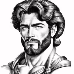 pencil drawing of an animated face of the young roman commander, luke from star wars
