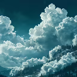 there are clouds coming out of the mountains