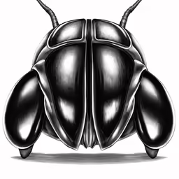 a black beetle is standing on its legs