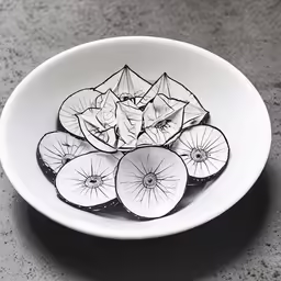 a bowl with sliced onion on top of it