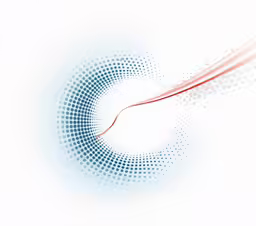 blue and white dotted background with circular curve design