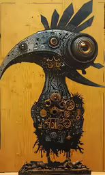 a drawing that has a large bird on it