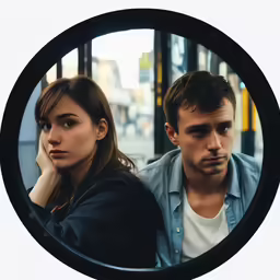 a man and a woman are shown in a circle