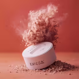 a container with a mixture of dirt around it