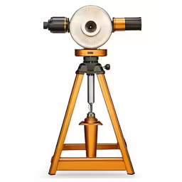 an antique telescope with two lenses on a tripod