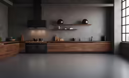 a black stove top oven sitting inside of a kitchen