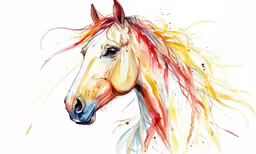 a horse that is wearing a mane with a bright tail