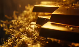 a close up of a black and gold bench