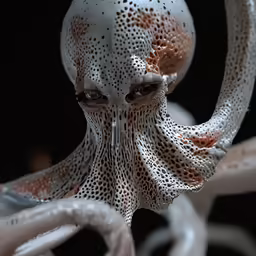 an octopus figurine with lots of little white and brown details
