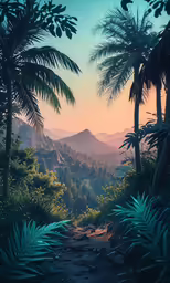 a small path surrounded by trees in the jungle