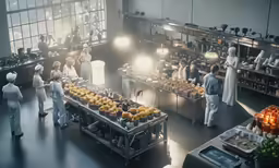 two people are working at a factory and they are working on some food
