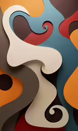 a colorful painting with shapes of some sort