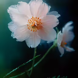 two pink flowers in bloom with green foliage,a close up of flowers with drops of water on them