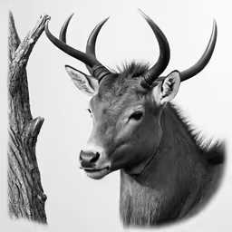 black and white photograph of an antelope by mark wilson