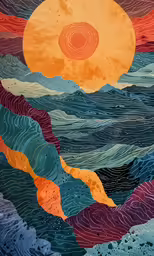 a painting made out of different colors and patterns