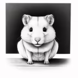 a black and white photo of a hamster