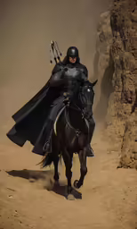 a man dressed as batman riding a horse