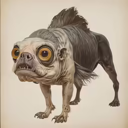 an artistic portrait of a dog with big eyes